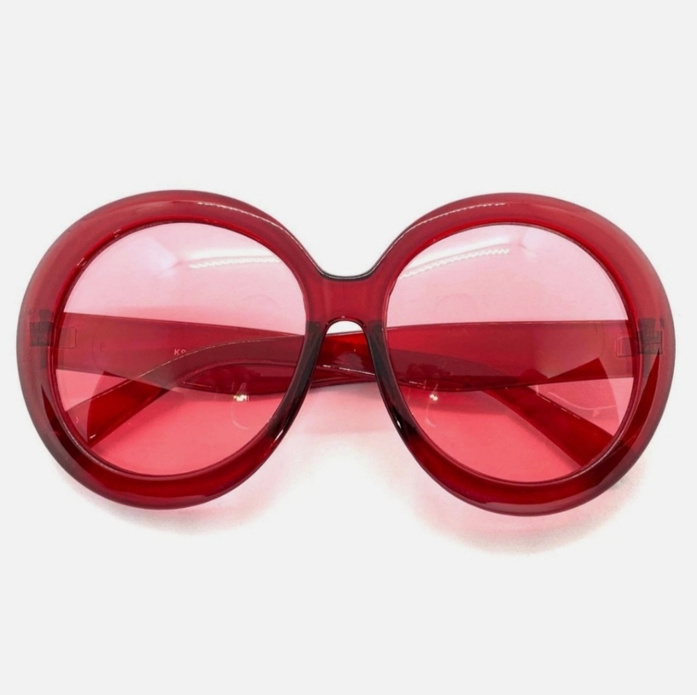 NEW Red Oversize Round Fashion Sunglasses - Picture 6 of 10